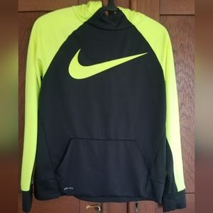 Nike Dri-fit Pullover Hoodie. Boys XL. Neon Yellow-Green and Black.